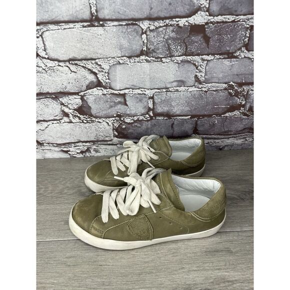 Philippe Model Paris Olive Green Leather Casual Sneakers Junior Sz 31EU/13.5M US - Picture 12 of 16